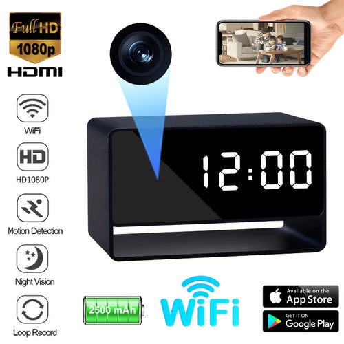 1080P HD Mini Alarm Clock Camera Wireless Wifi APP IR Night Vision DVR Motion Detection Security Recorder Surveillance Monitor
