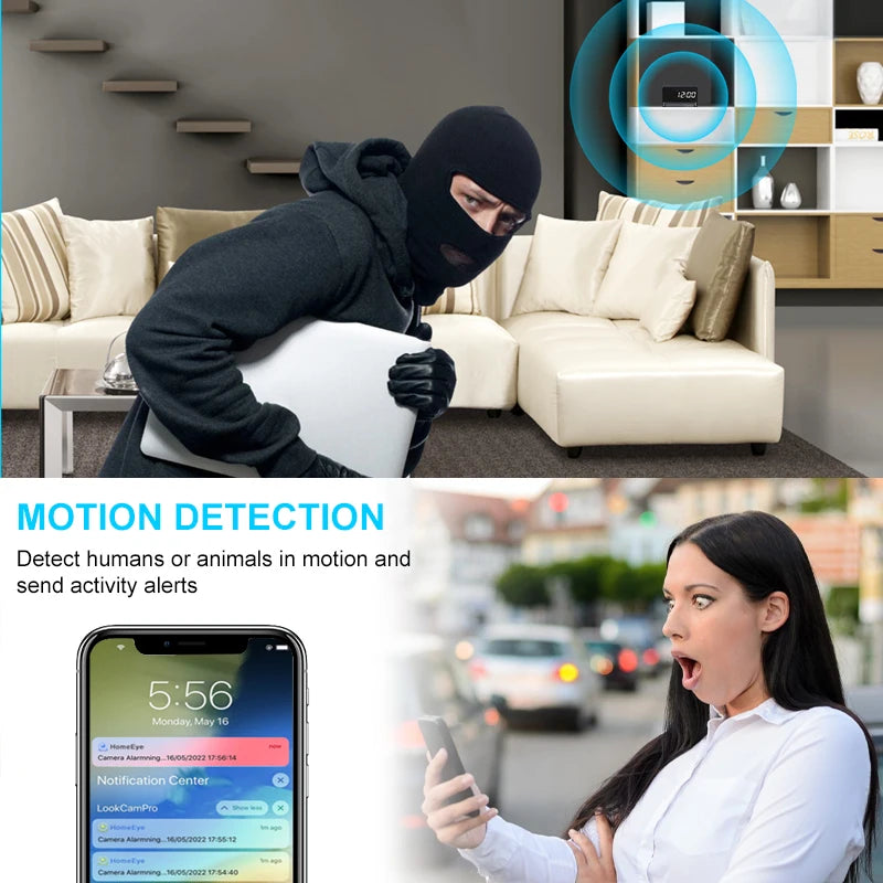 1080P HD Mini Alarm Clock Camera Wireless Wifi APP IR Night Vision DVR Motion Detection Security Recorder Surveillance Monitor