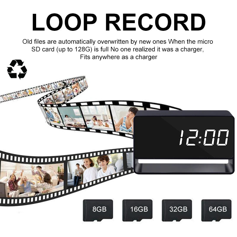 1080P HD Mini Alarm Clock Camera Wireless Wifi APP IR Night Vision DVR Motion Detection Security Recorder Surveillance Monitor